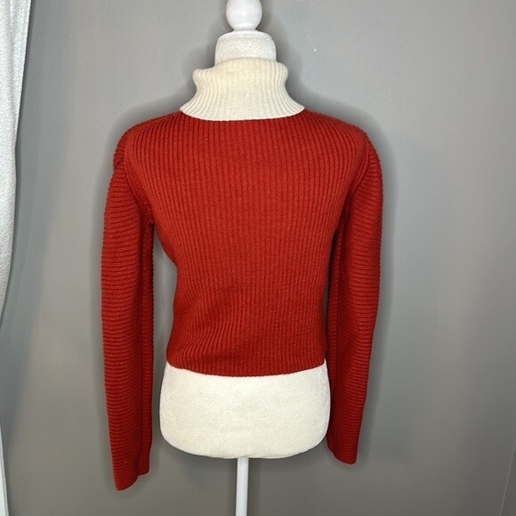 Acne studios Wool Red and cream long sleeve turtleneck sweater size M - Picture 3 of 6